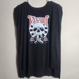 Vixxon Shirt Womens Medium Black Skull Por Vida Graphic Punk Goth Tee Top
